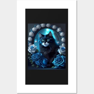 Cat with Roses - Modern digital art Posters and Art